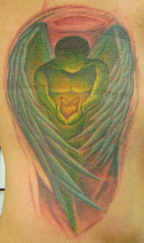 sketchy angel holding heart