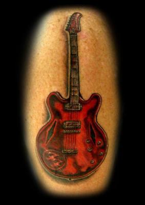 Realistic Guitar Tattoo