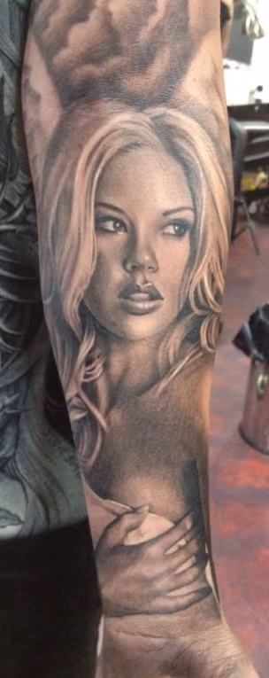 Black and Grey Portrait Tattoo