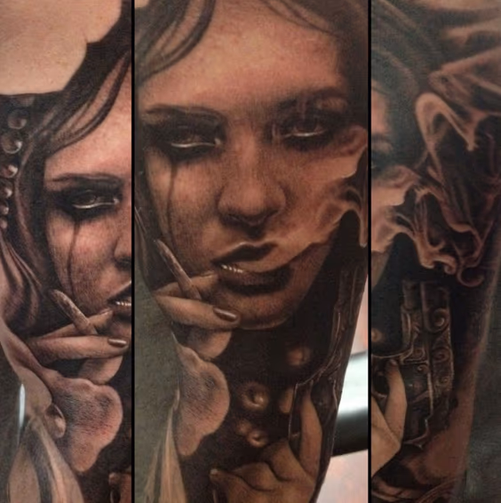 Black and Grey Portrait Tattoo