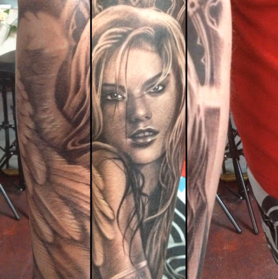 Black and Grey Portrait Tattoo