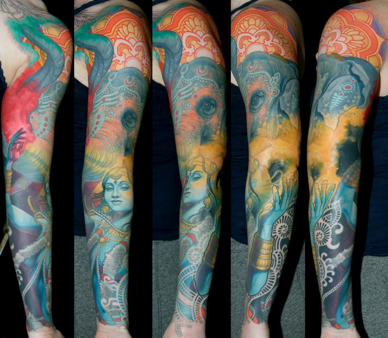 Holi Festival Sleeve Tattoo