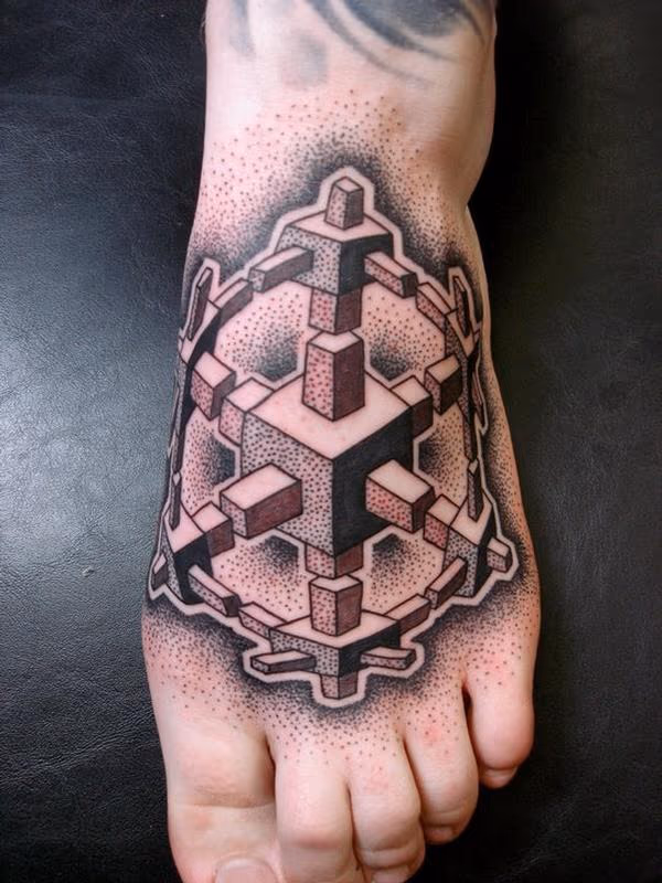 dotwork foot tattoo