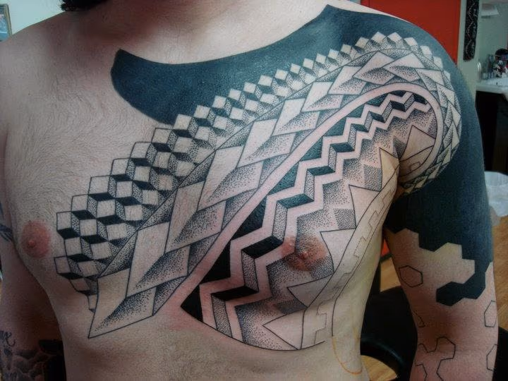 Chest Blackwork Tattoo