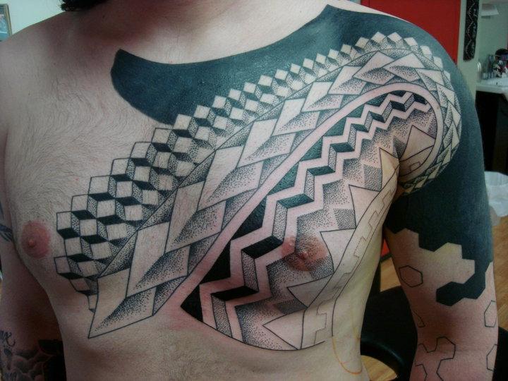 Chest Blackwork Tattoo