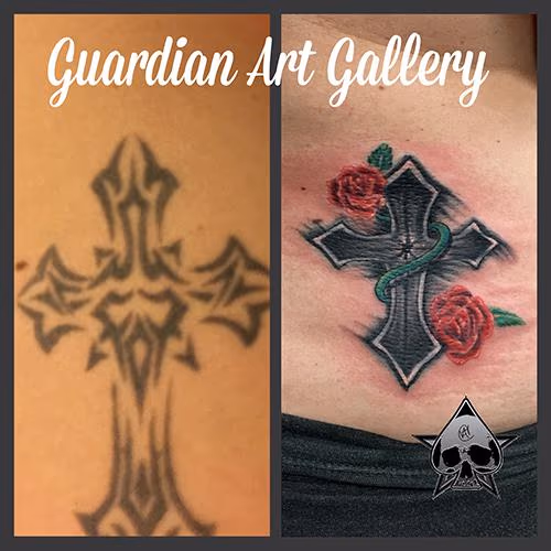 Cross with rose