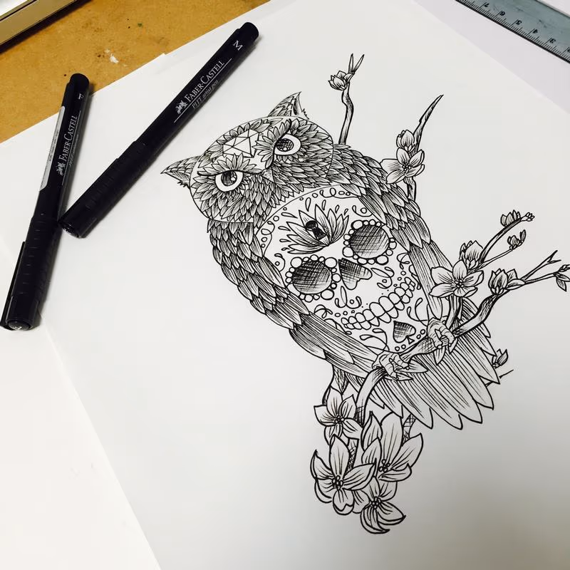 Pen Owl drawing