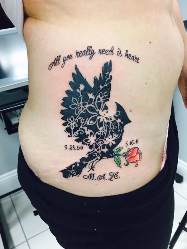 Robin tattoo W/rose