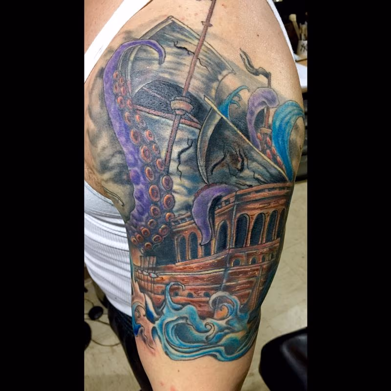 Ship and Octopus