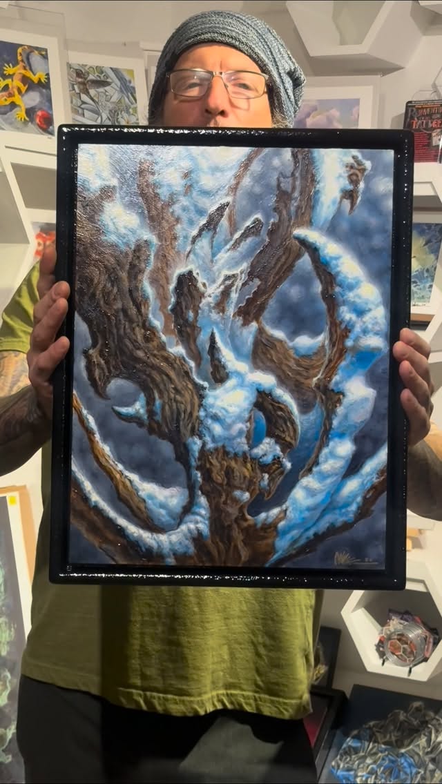 Winter Otherland — surreal oil painting on panel