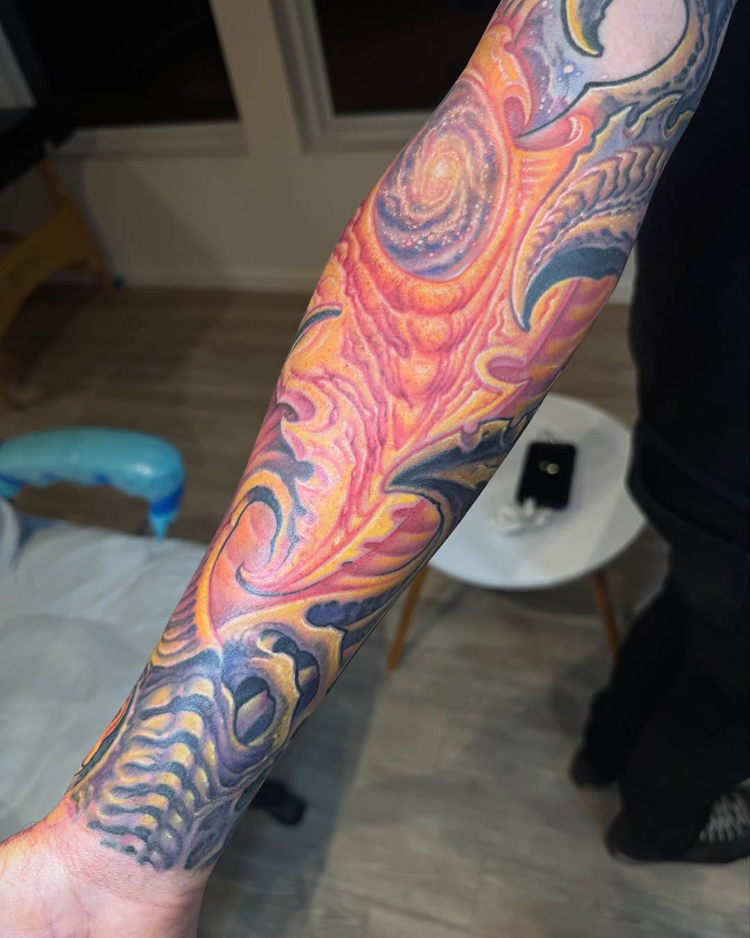 Biomechanical galaxy sleeve in color