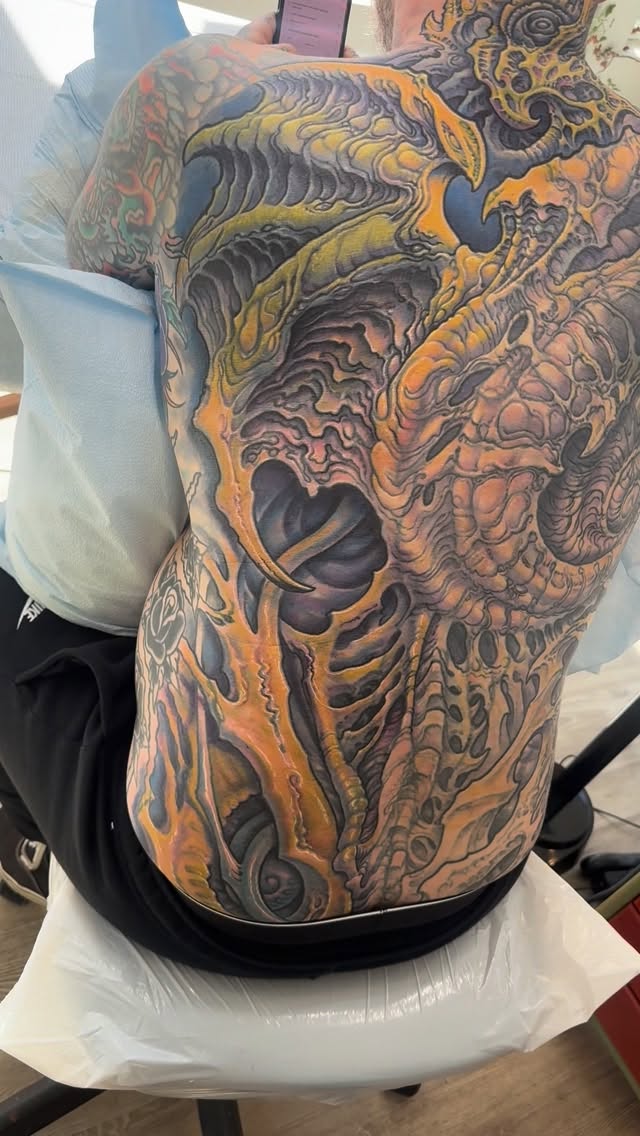 Biomechanical color back piece in progress