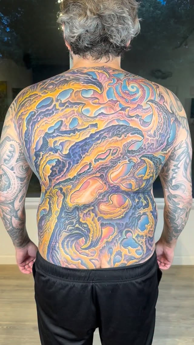 Cosmic abstract back-piece in color, full coverage