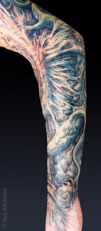 Grime, third degree burn scar coverup, healed
