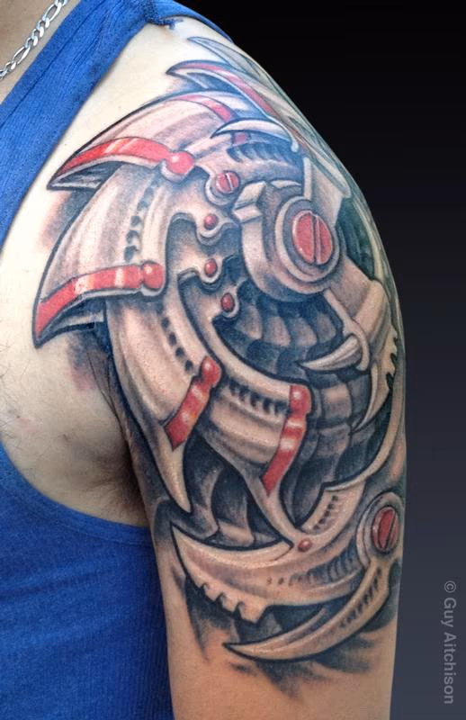 Black and gray and red