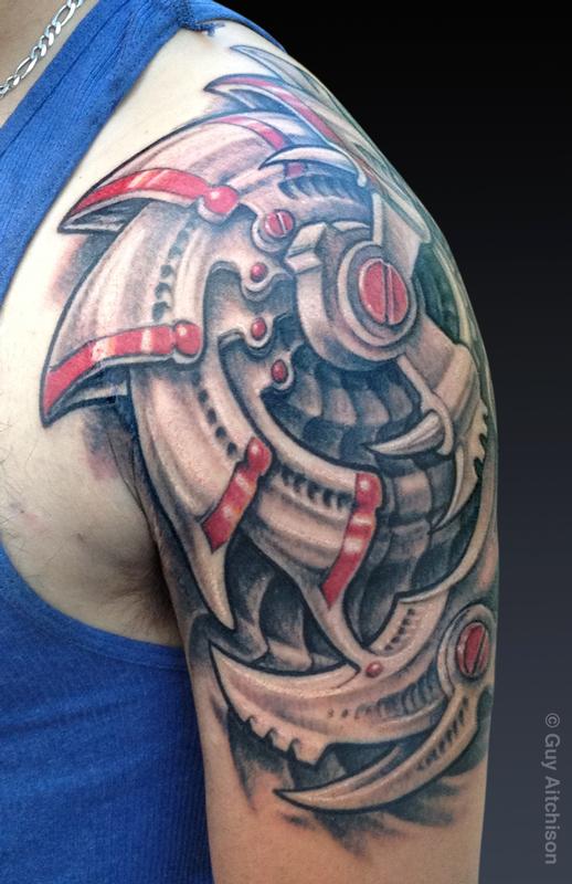Black and gray and red