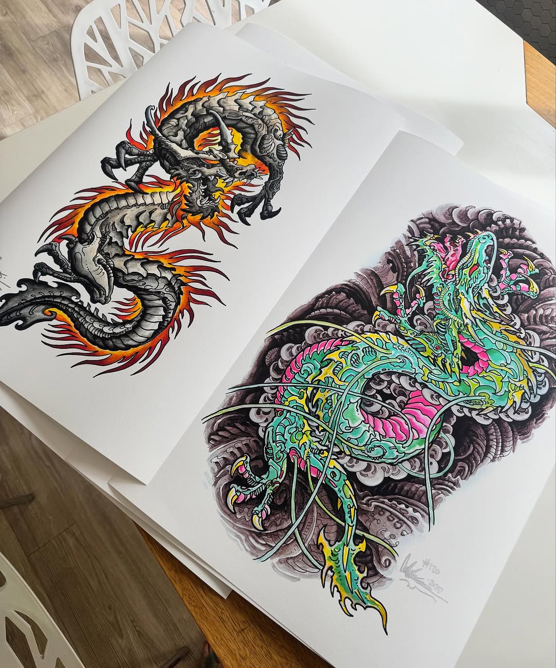 Japanese dragon collab prints, Aitchison & Deutsche