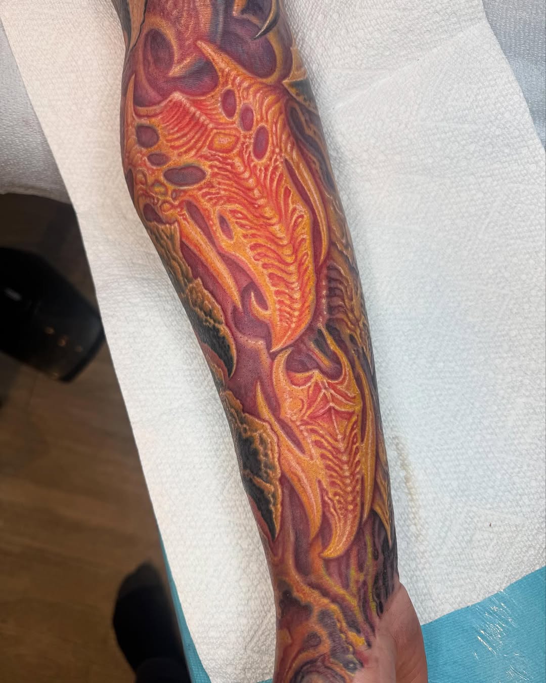 Bio-organic coverup sleeve in red and orange