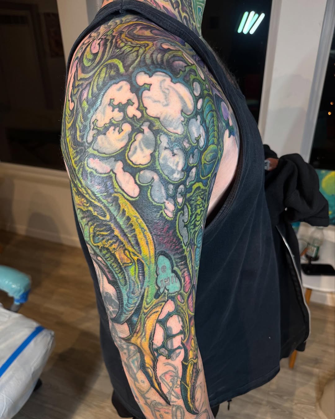 Colorful biomechanical space coverup sleeve