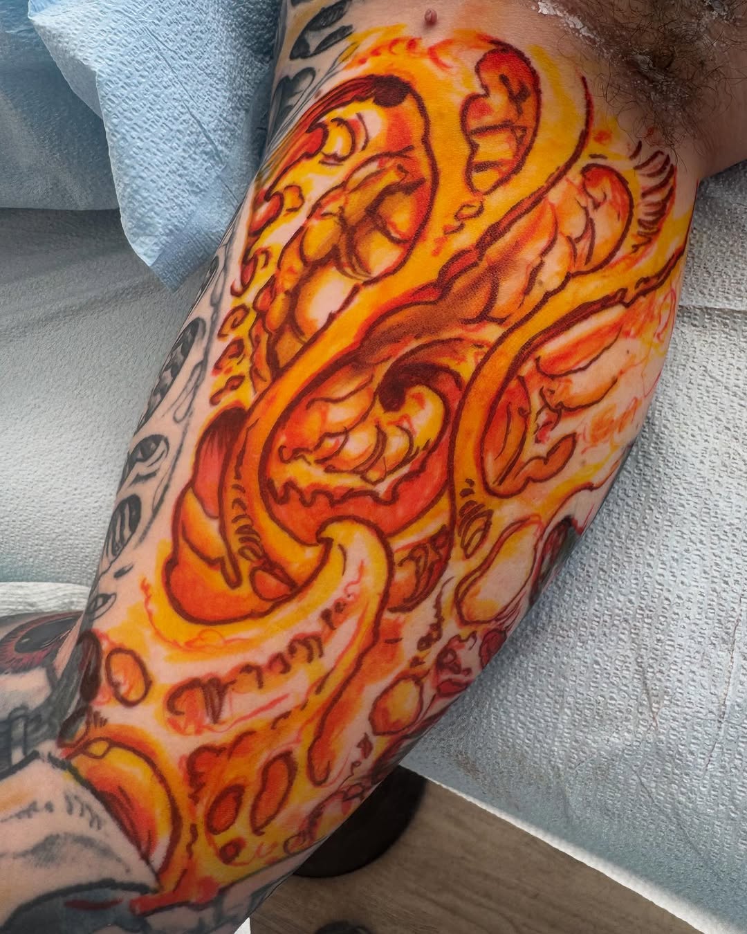 Orange biomechanical sleeve in progress