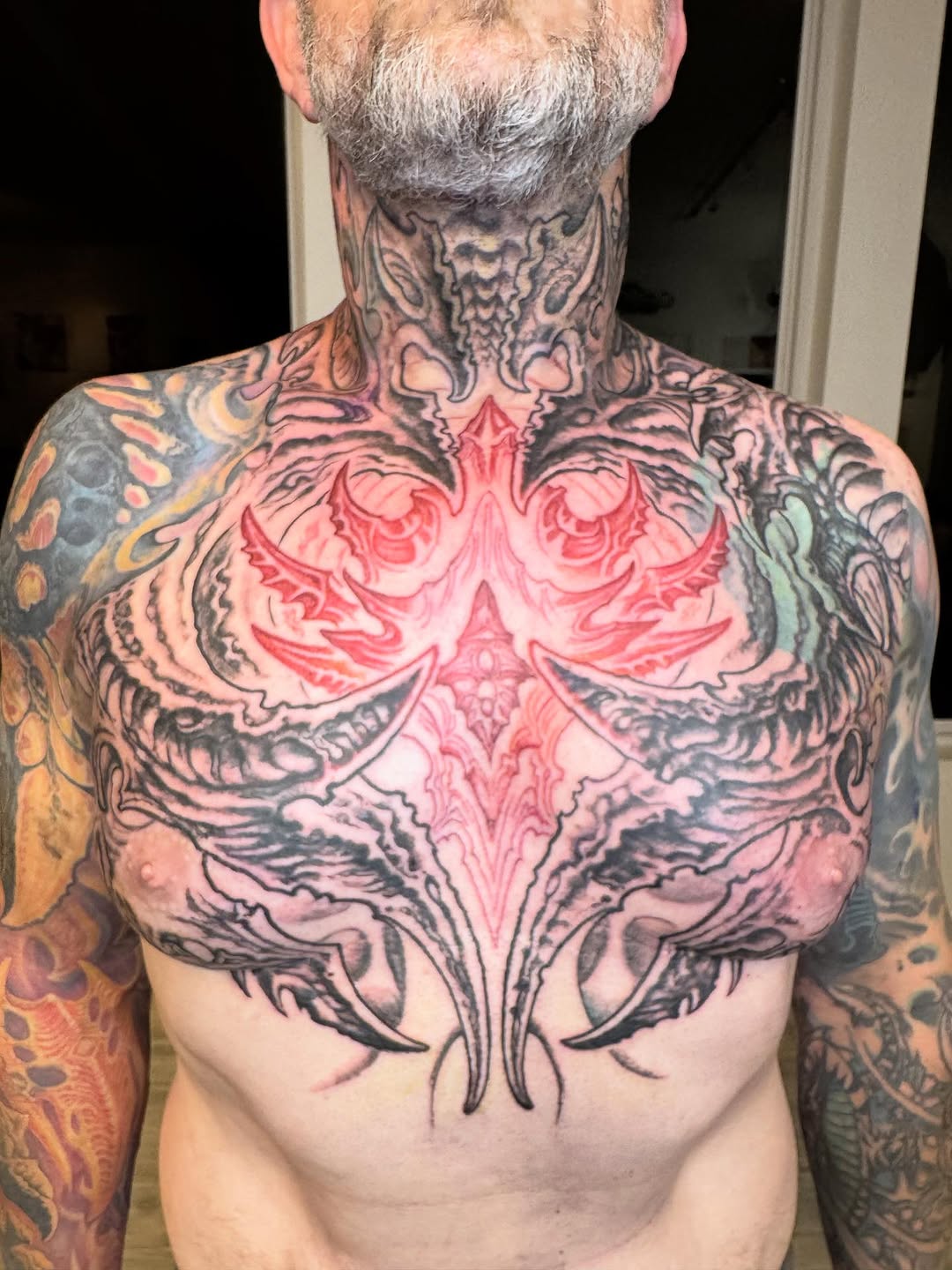 Biomechanical chest and neck piece in progress