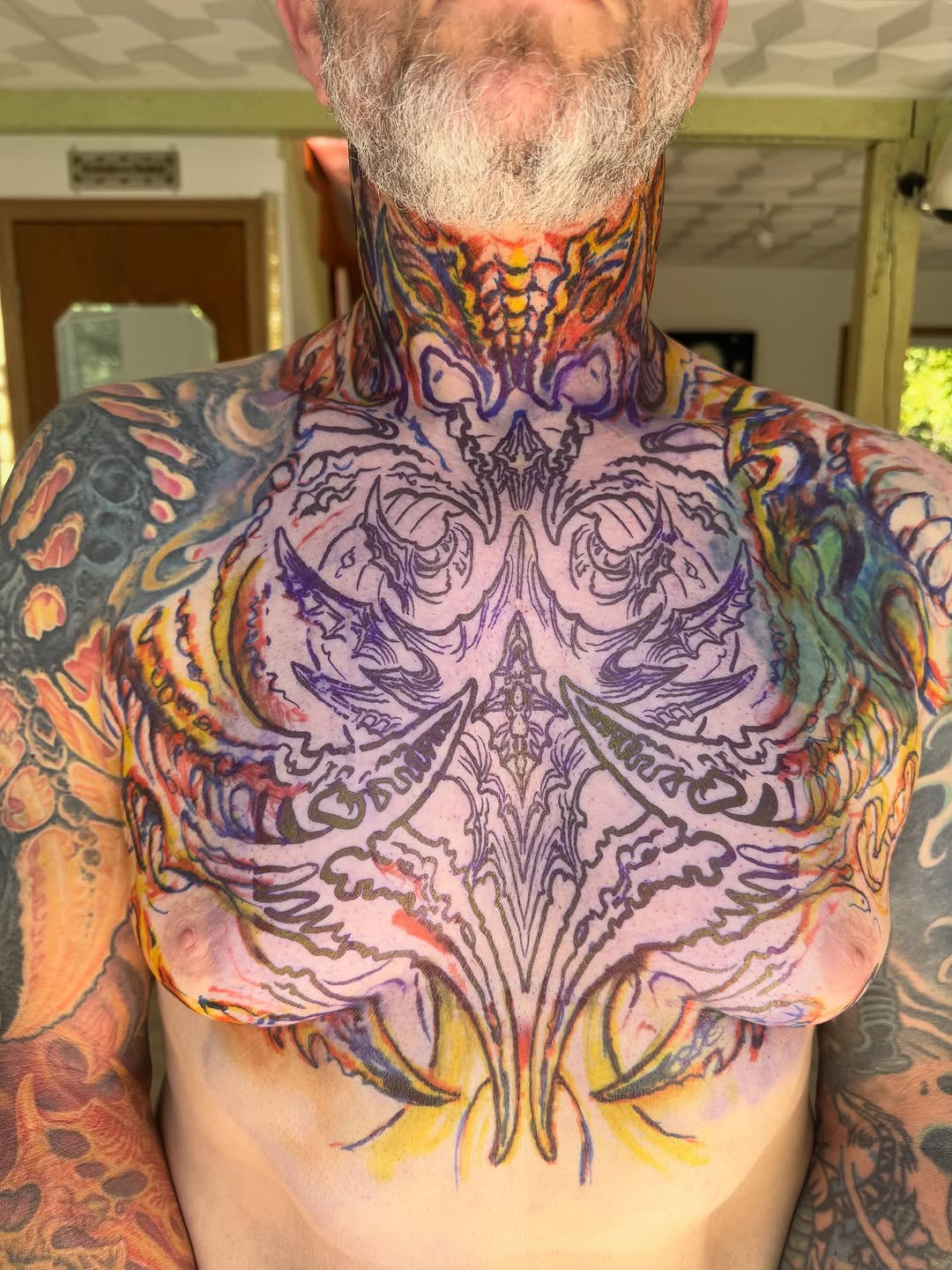 Biomechanical chest and neck stencil in progress