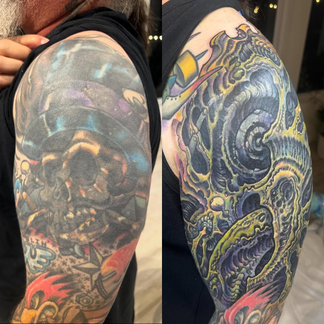 Biomechanical coverup half-sleeve in color