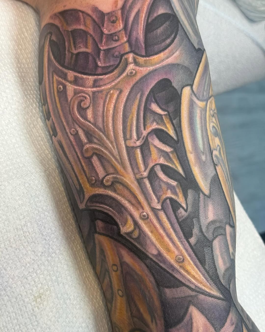 Biomechanical armor sleeve in color