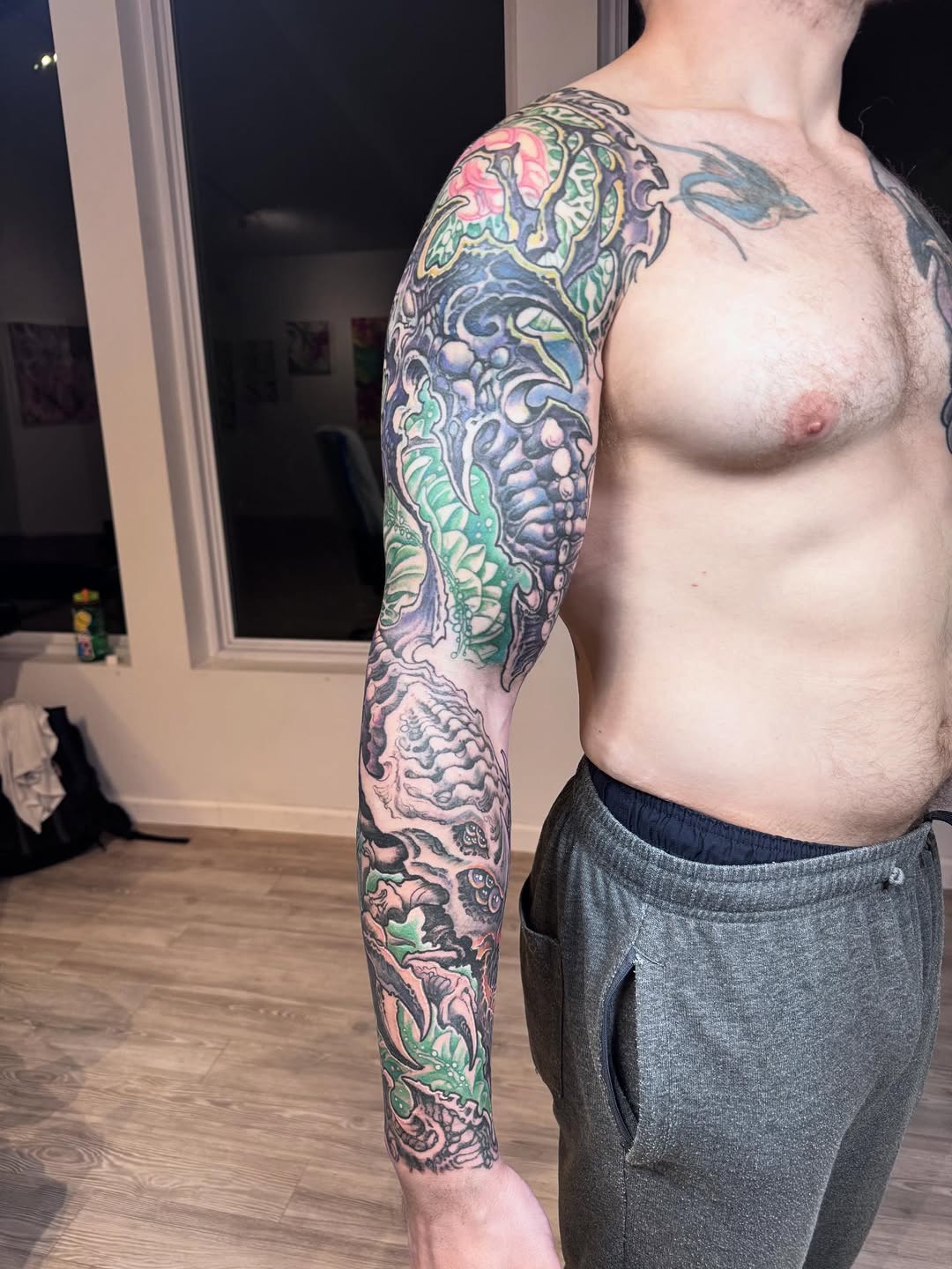 Biomechanical color full sleeve in progress
