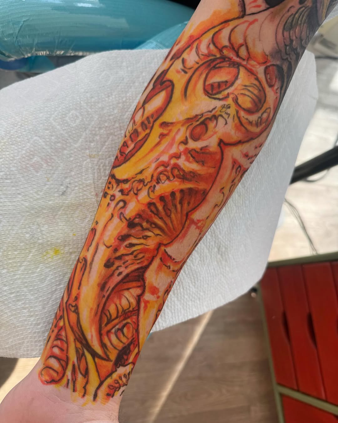 Biomechanical orange forearm sleeve in color