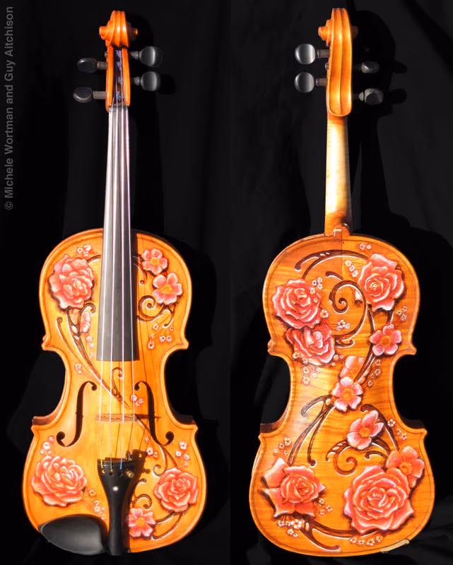 Decorated violin by Michele Wortman and Guy Aitchison