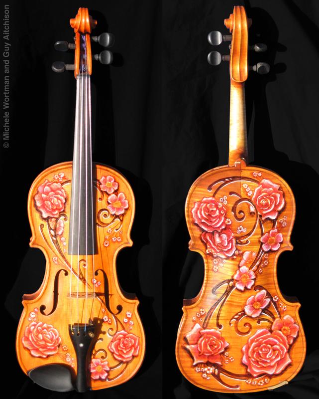 Decorated violin by Michele Wortman and Guy Aitchison