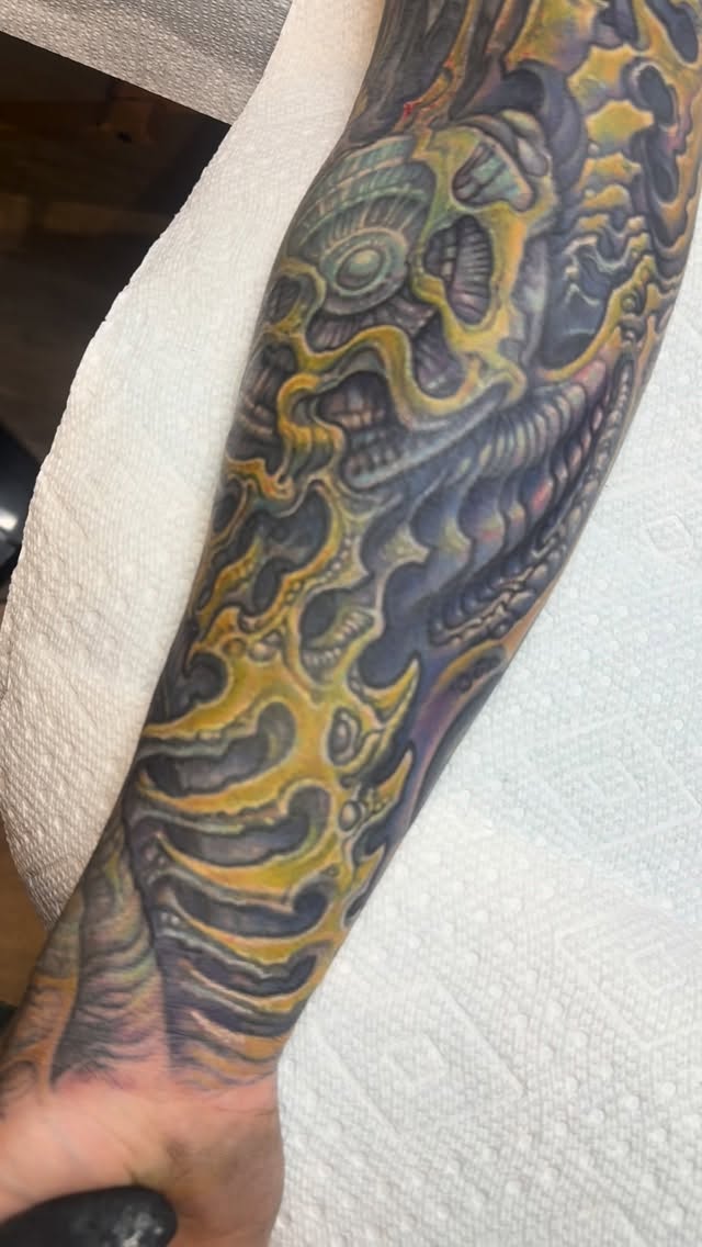 Biomechanical color sleeve coverup, inner arm