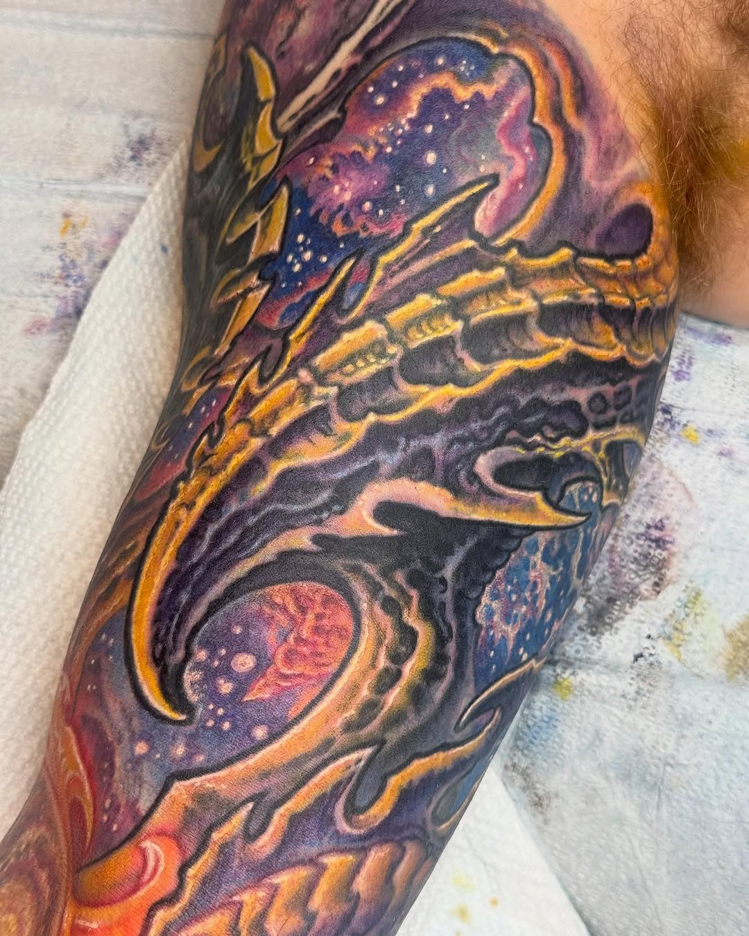Cosmic biomechanical sleeve in color