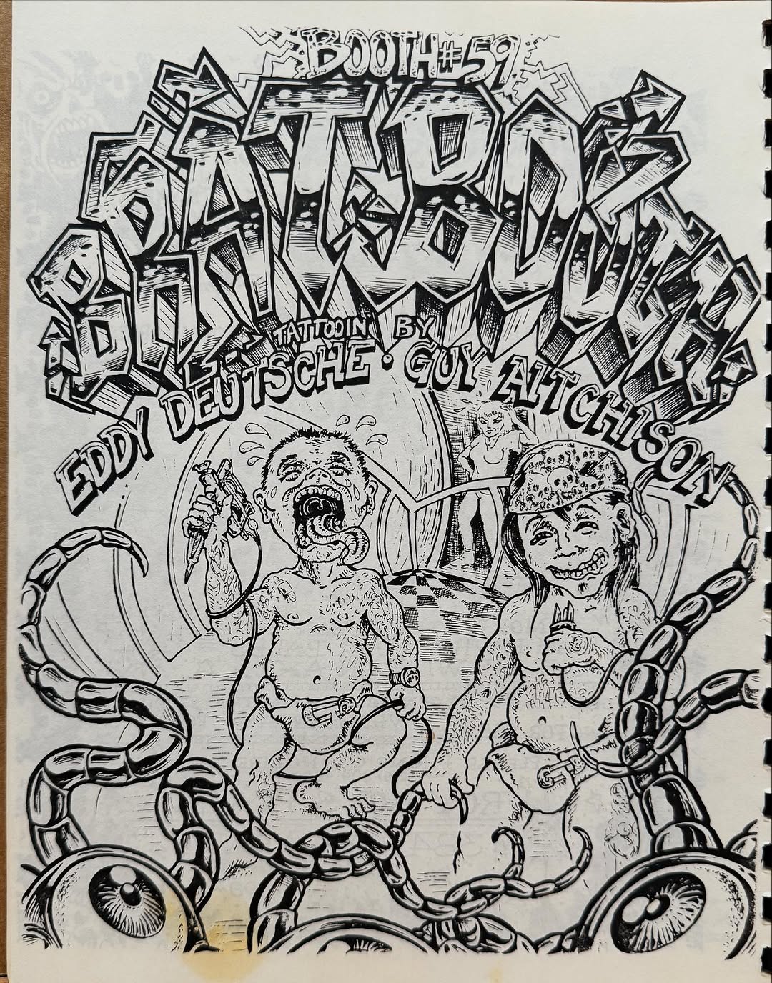 Tattoo Boys convention flyer ink drawing
