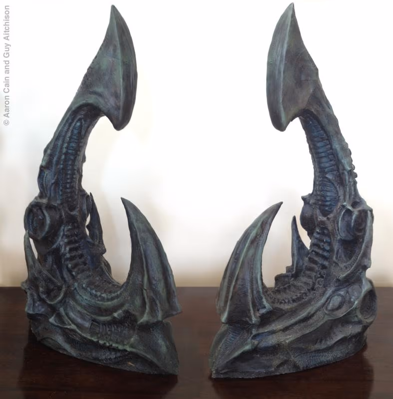 Sculpture by Aaron Cain and Guy Aitchison, showing two views