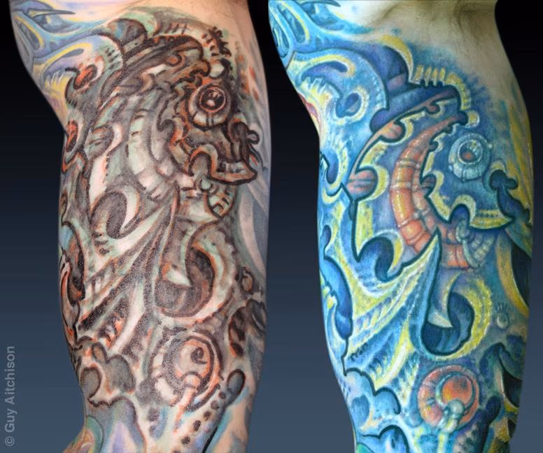 Don, with marker drawing and then after two tattoo sessions