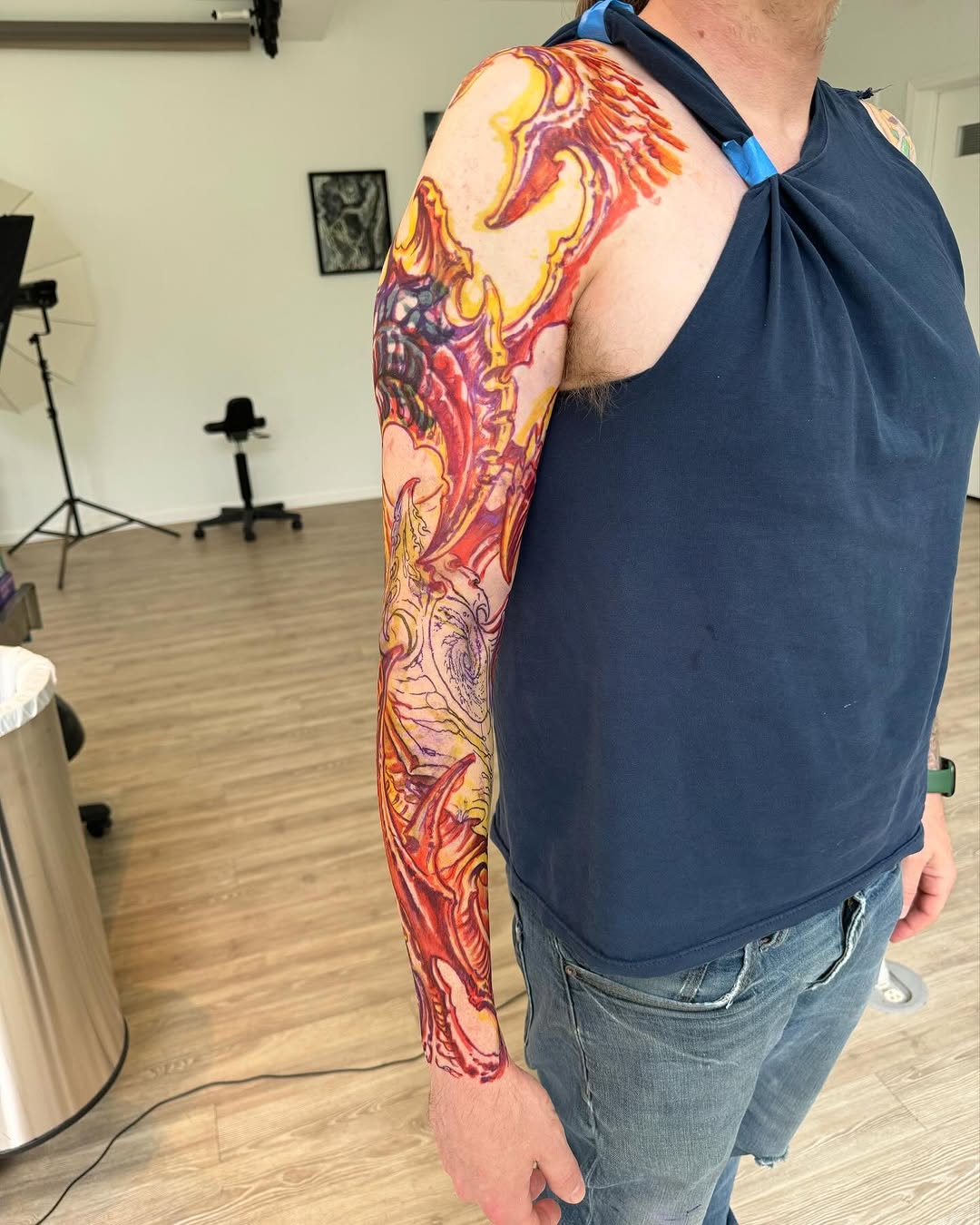 Biomechanical color full sleeve in progress