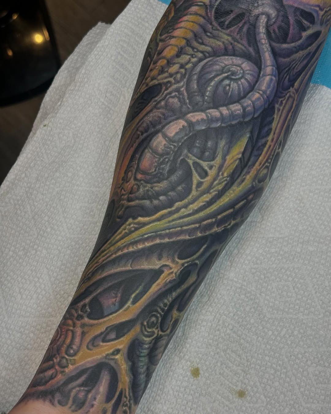 Biomechanical color forearm sleeve in progress