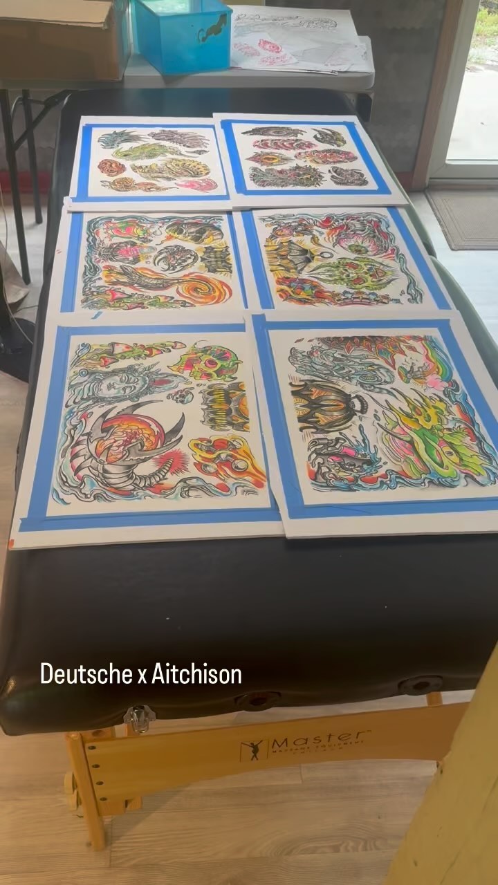 Deutsche x Aitchison tattoo flash set