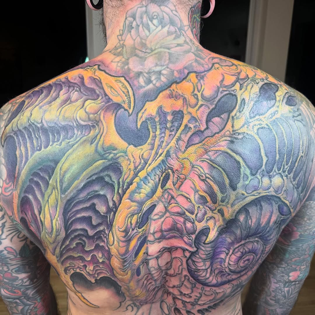Biomechanical color back piece coverup
