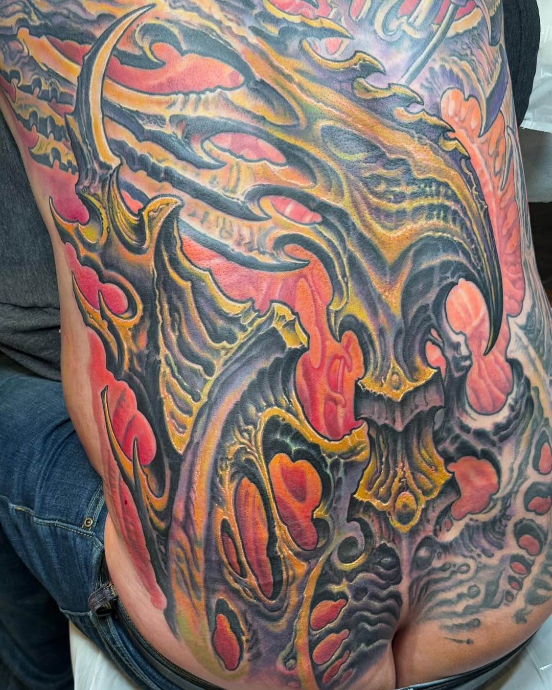 Color biomech back piece in progress