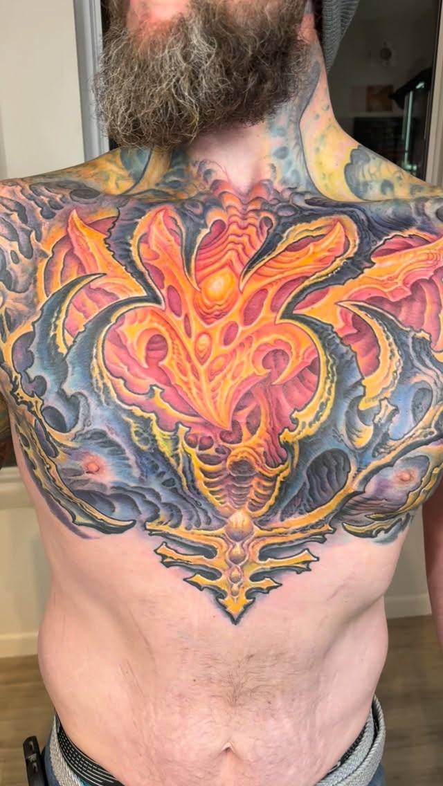 Biomechanical chest piece in vivid color
