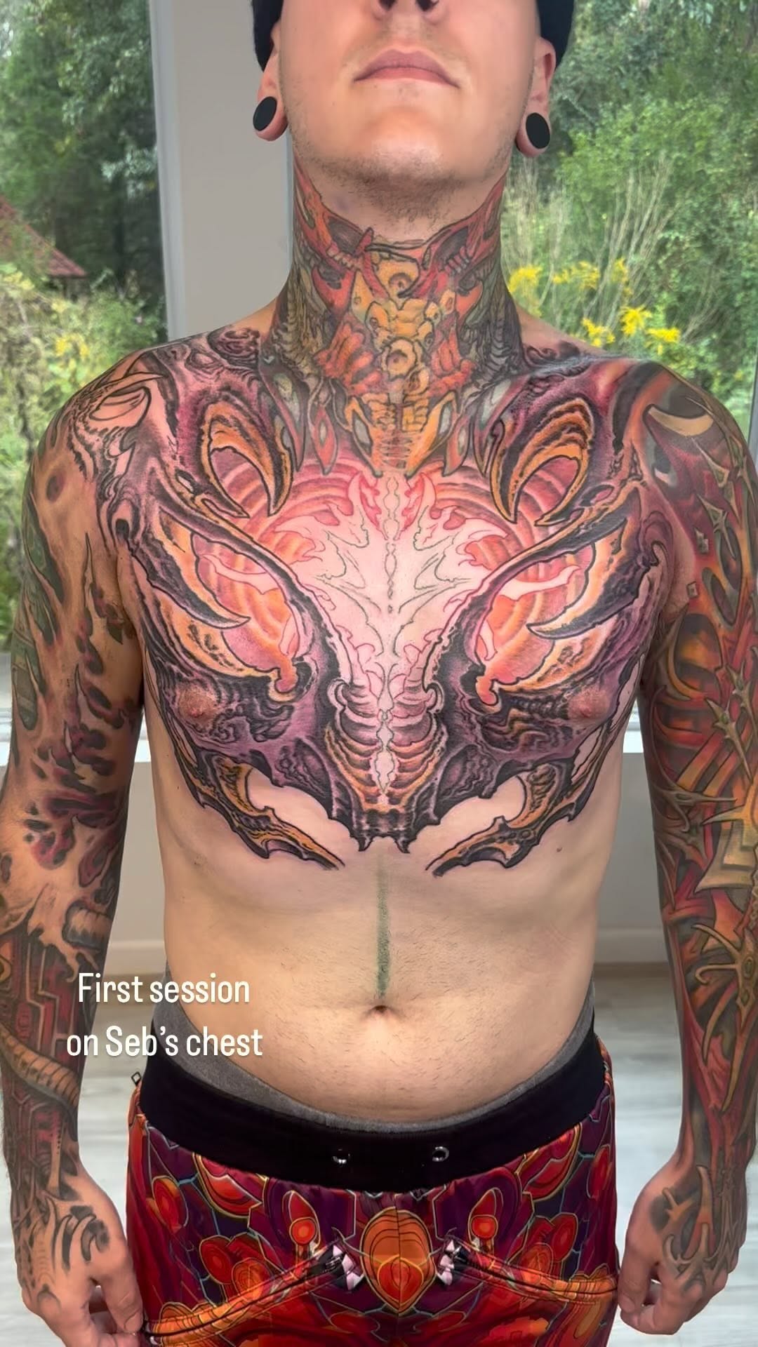 Biomechanical chest piece in color, first session