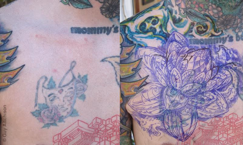 Mike, before and with stencil