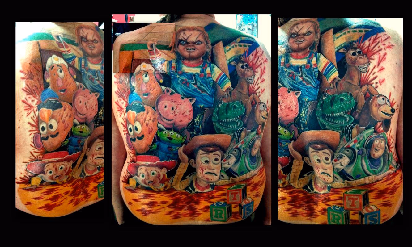chucky killing toy story back piece, Chucky vs toy story
