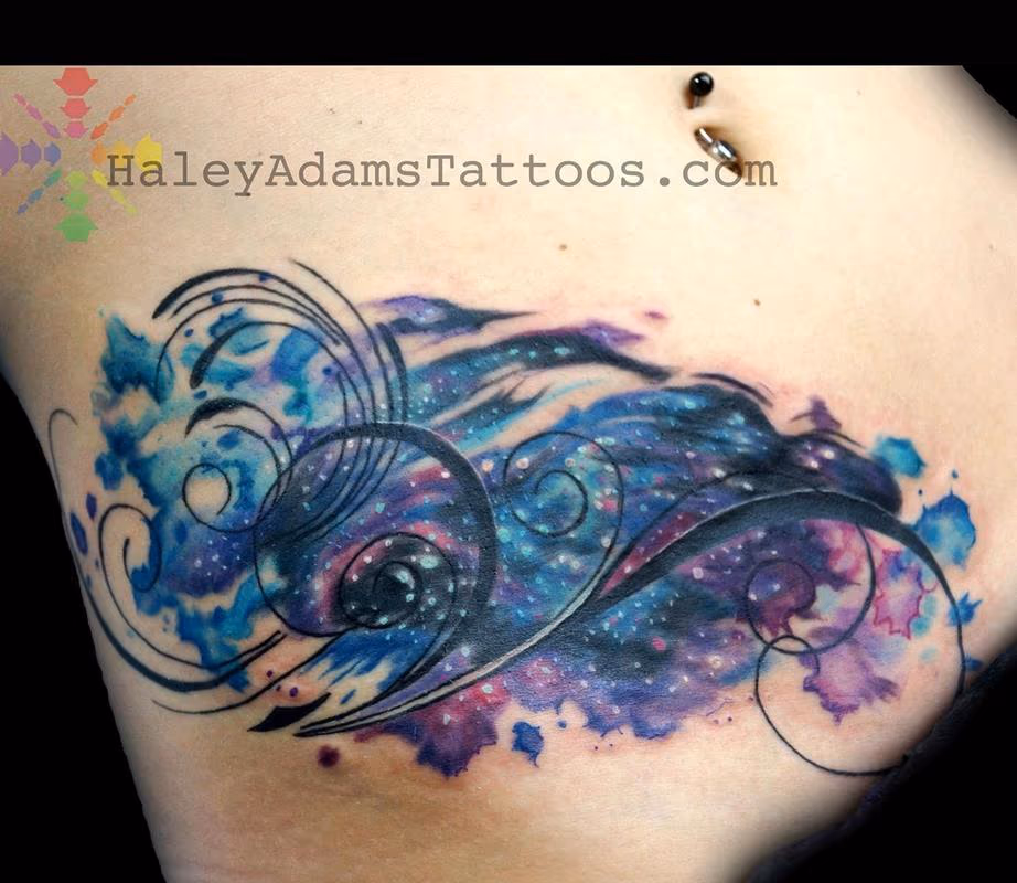 Water color space tattoo