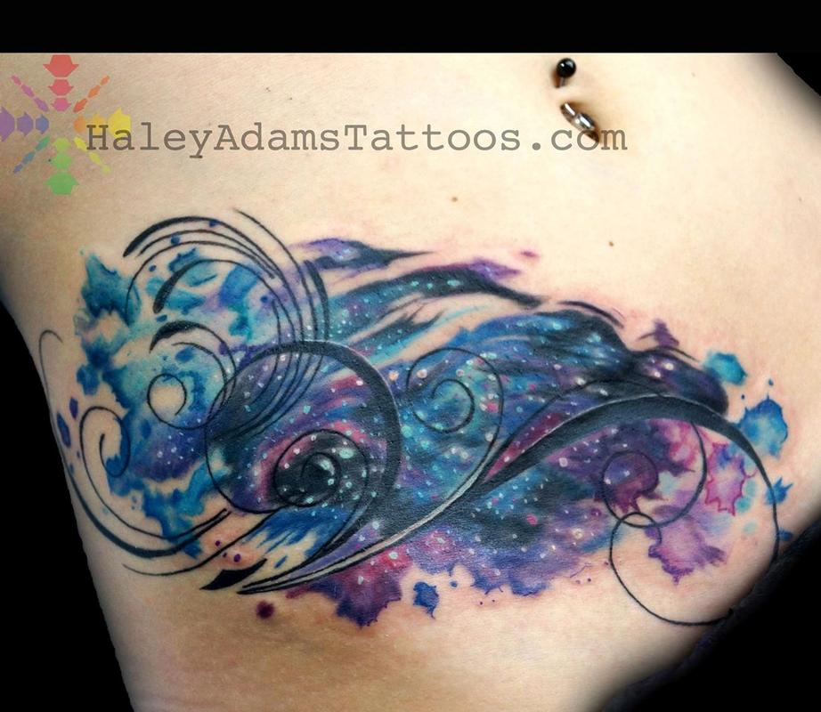 Water color space tattoo