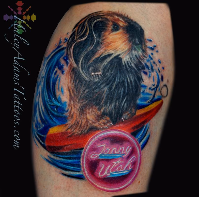 SURFING GUINEA PIG TATTOO