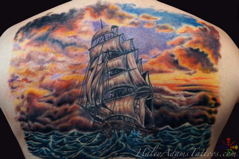 sailing ship back piece